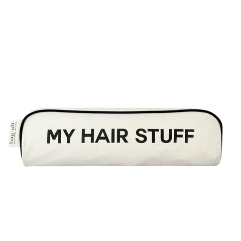 Bag-all Deal Gift Set - MY HAIR STUFF cream cotton travel case with black trim and striped lining, part of 4-pack home and travel organizer collection