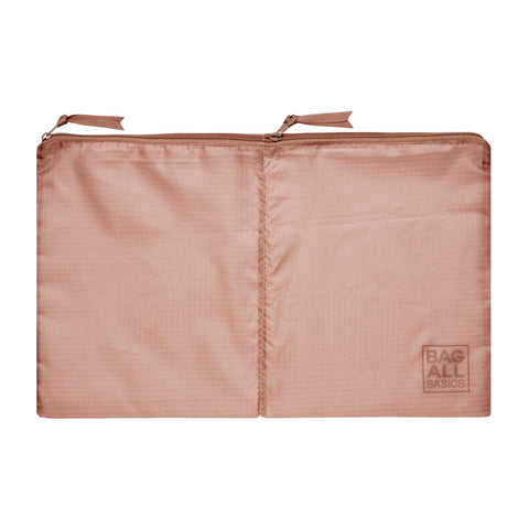 Bag-all Compression Cubes & Packing Bags Set in Pink/Blush - sustainable recycled nylon travel organizer with zipper closure and brand logo, perfect for efficient packing and storage