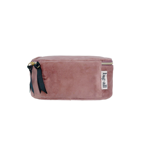 Bag-all Pink Velvet Pill Box with Handle & Weekly Organizer - Eco-friendly sustainable velvet medication organizer with 7-day compartments and carrying handle