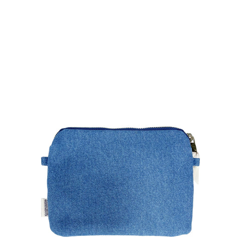 Bag-all Padded Trinket Pouch Double Pocket in denim blue, featuring dual compartments with zipper closure and padded design for organizing essentials, stylish everyday accessory