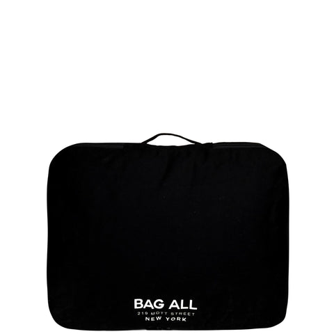 Bag-all Large Double Sided Packing Cube in Black with dual compartments and exterior shoe pocket, perfect for organized travel and wrinkle-free clothing storage
