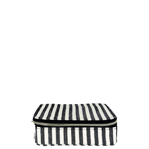 Large Pill Travel Case with Individual Daily Pill Organizer, Monogram, Striped