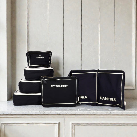 週末必需品パッキングセット4個入り、パーソナライズ、ブラック