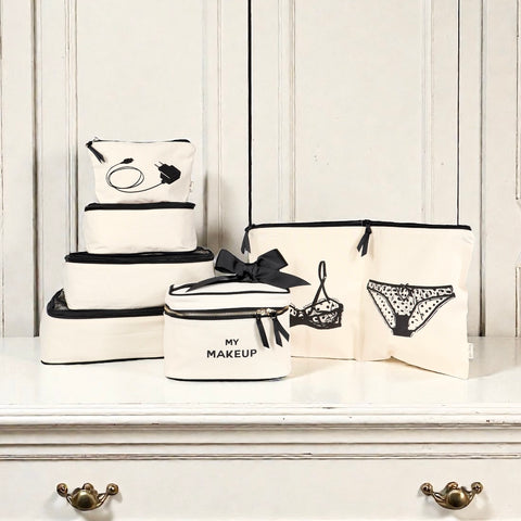 トラベルグラム4パック:整理、ランジェリー、メイクアップ&テック、パーソナライズド、クリーム