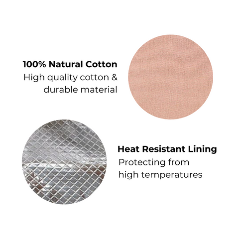 Bag-all Roomy Hair Wrap Tools Travel Case features natural pink cotton fabric and silver heat-resistant quilted lining for safe storage of styling tools and Airwrap