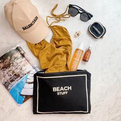 Monogram Beach Pouch for Bathing Suits and Sunscreen, Black