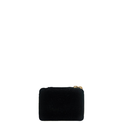 Bag-all Black Jewelry/Trinket Box with gold zipper - compact velvet organizer for accessories and small valuables, perfect for travel and everyday use