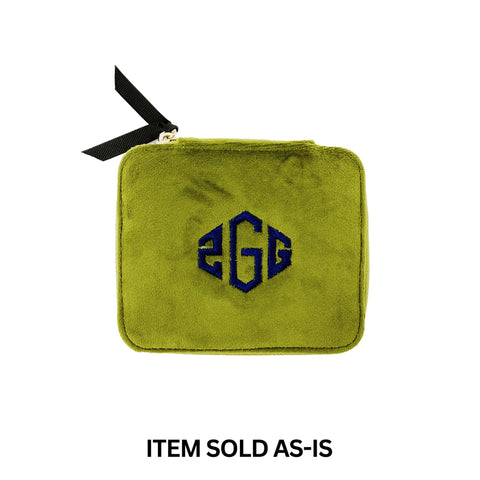 SALES BIN - Cute Jewelry Box, Monogrammable, Green Recycled Velvet