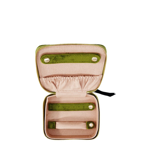 SALES BIN - Cute Jewelry Box, Monogrammable, Green Recycled Velvet