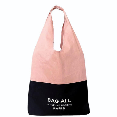 Bag-all Two Tone Tote Bag Paris in pink and black. Stylish, eco-friendly cotton tote with a modern minimalist design