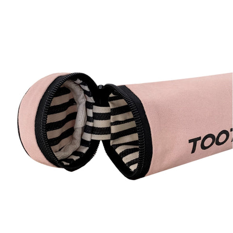 Bag-all Ultimate Gift Set featuring pink cotton travel cases with striped lining - Toothbrush case, Hair Stuff case, Make Up Box, and Wash Me Laundry Bag