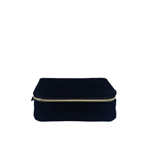 Bag-all Large Pill Travel Case - Black cotton organizer with gold zipper and daily compartments for medication storage, perfect for travel and personalization
