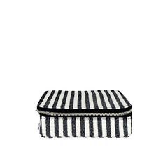 Large Pill Travel Case with Individual Daily Pill Organizer, Monogram, Striped
