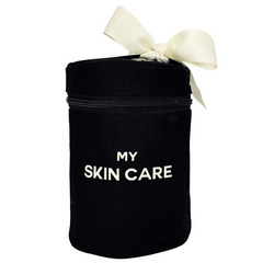 Round Skin Care Case with Handle, Personalized, Black