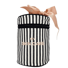 Round Skin Care Case with Handle, Personalized, Striped