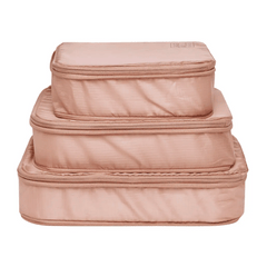 Re-cycled and Reinforced Nylon Compression Packing Cubes, 3-pack, Personalized,  Pink/Blush