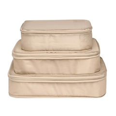Re-cycled and Reinforced Nylon Compression Packing Cubes, 3-pack, Personalized,  Taupe