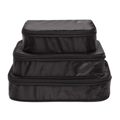 Re-cycled and Reinforced Nylon Compression Packing Cubes, 3-pack, Personalized,  Black