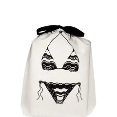 Triangle Bikini Travel Bag, Personalized, Cream