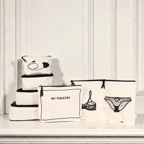 週末必需品パッキングセット4個入り、パーソナライズ、クリーム